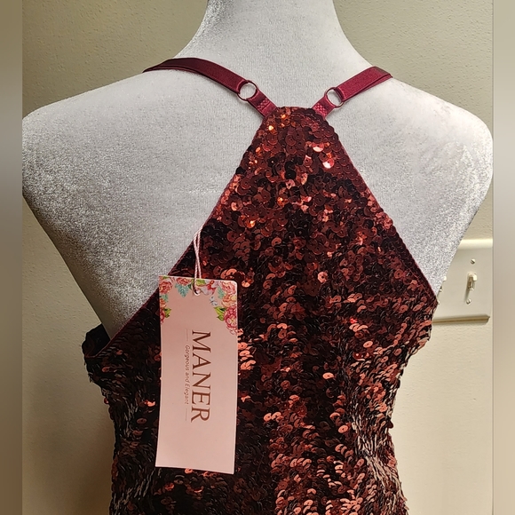 NEW Gorgeous Burgundy Red Sequined Dress Women's Size M - Picture 7 of 9